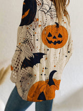 Les femmes de la citrouille d'Halloween chauves-souris Imprimer Casual lâche creux Pull